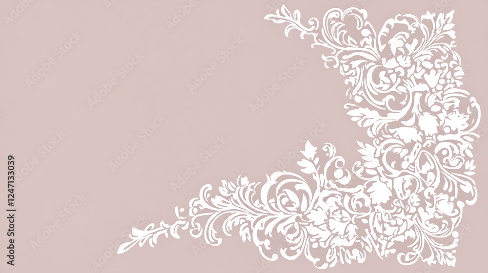 Floral corner design, pale pink background, invitation Floral corner design, pale pink background, invitation
