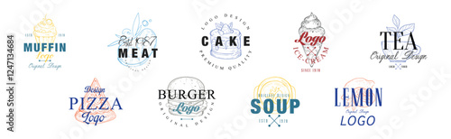 Food Logo and Label Original Design Template Vector Set