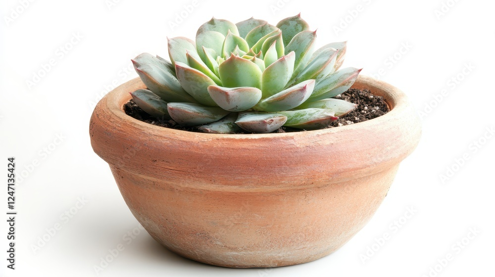 Isolated image of a plant pot with a single succulent on a white background, perfect for promoting home gardening products. Isolated image of a plant pot with a single succulent on a white background, perfect for promoting home gardening products.