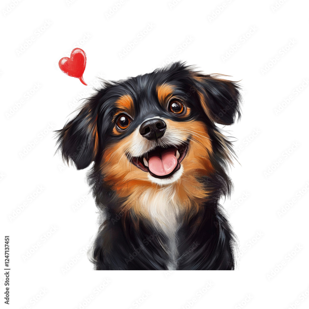 Adorable Happy Dog Portrait with Heart - Pet Love Illustration Adorable Happy Dog Portrait with Heart - Pet Love Illustration