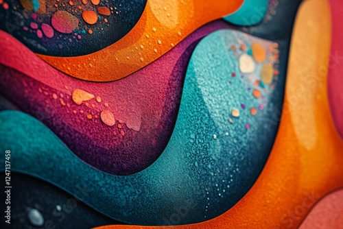 Colorful abstract waves with vibrant patterns and textures in a dynamic design