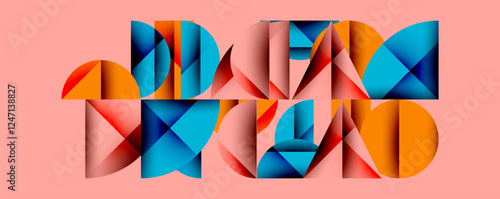 Abstract geometric pattern with intersecting circles and triangles in gradients. The high-contrast composition creates depth and a dynamic, modern aesthetic