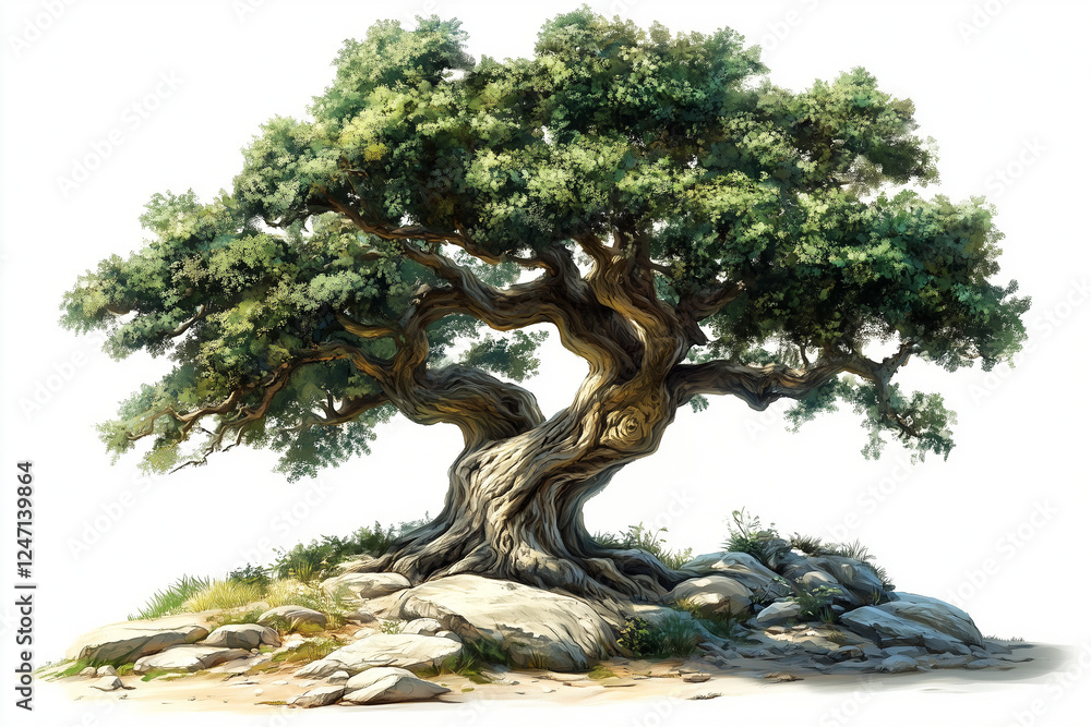 old tree on a white background old tree on a white background