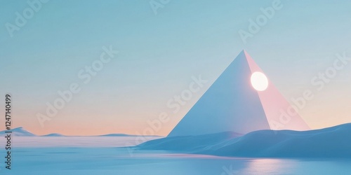 Minimalist Pyramid Landscape Pastel Sunset Scene