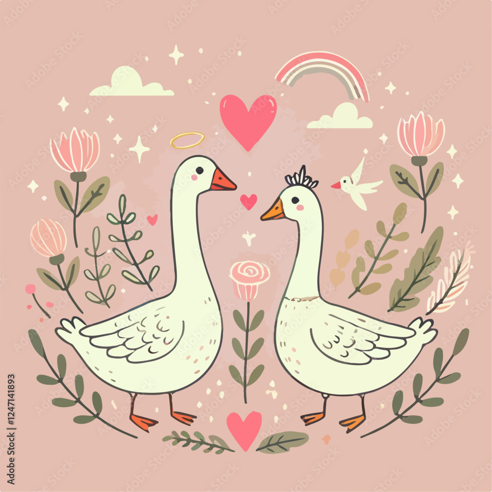 Obraz premium vector illustration of a swan