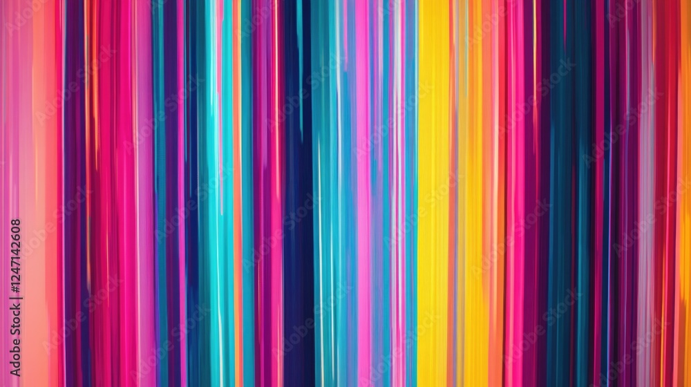 Obraz premium Vibrant, multicolored digital artwork with bright lines and patterns.