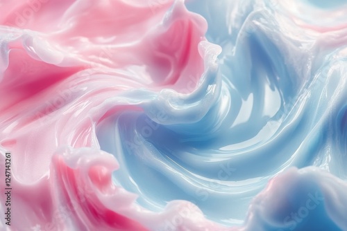 Colorful splashes of blue and pink water creating dynamic ripples and waves i...