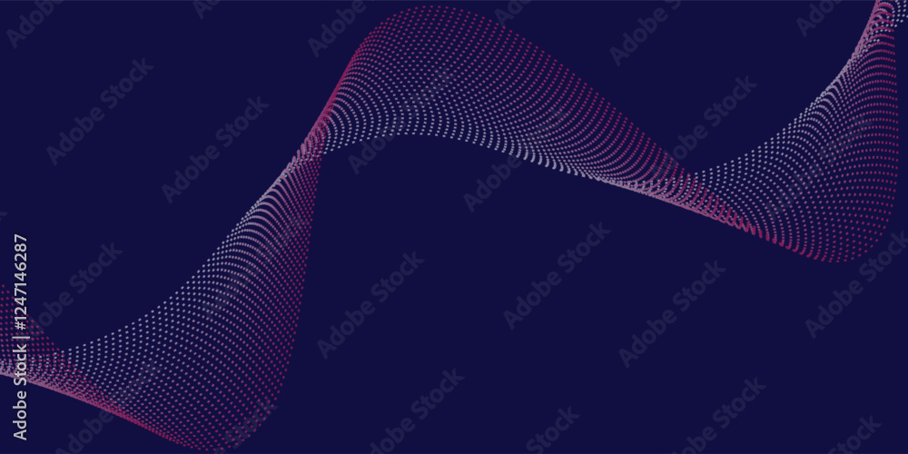 Fototapeta premium Abstract glowing wave lines on dark blue background. Dynamic wave pattern. Modern flowing wavy lines. Futuristic technology concept. Suit for banner, poster, cover, brochure, flyer, website