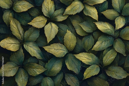 Lush green leaves creating dense foliage in a vibrant natural setting under s...