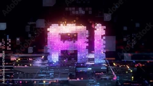 Artificial Intelligence in Motion: Vibrant 3D Pixel Data Animation