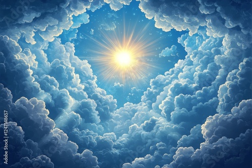 Spectacular sunset radiating through trees in serene forest setting