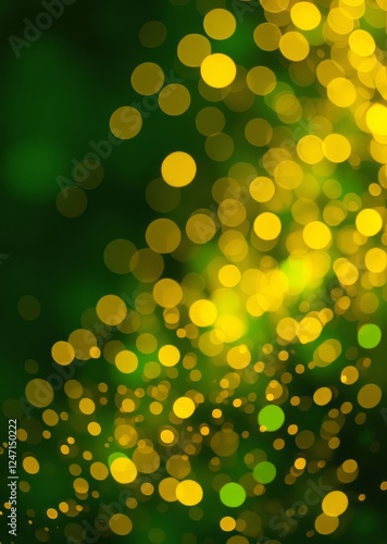 Abstract background with green and gold particles golden light shine particles bokeh green background gold foil texture holiday concept glitter dust particle ultra realistic bokeh green bokeh green ab