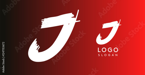 Handwritten brush pen letter J, urban street art, vibrant and rebellious edgy logo for cool music cover and fashion brands. Vector illustration