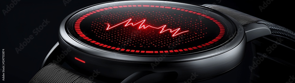 Fototapeta premium Smartwatch displaying heart rate, dark background