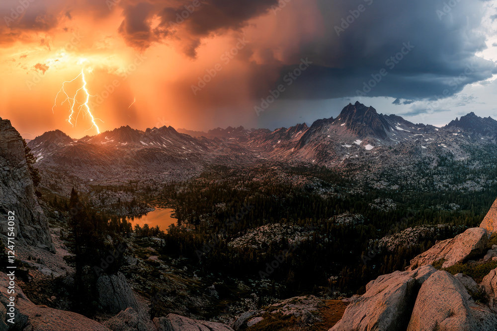 Naklejka premium Thunderous Sunset: Nature’s Dramatic Showcase