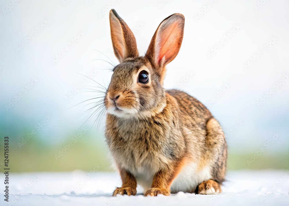 Fototapeta premium Rabbit on White Background Landscape Photography