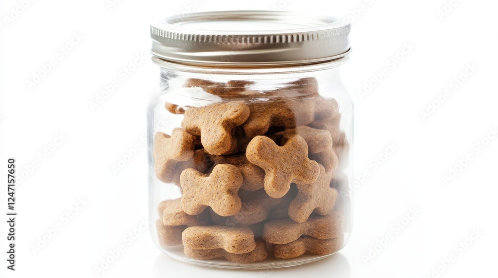 Isolated image of a dog treat jar on a white background, perfect for pet treat product promotions. Isolated image of a dog treat jar on a white background, perfect for pet treat product promotions.