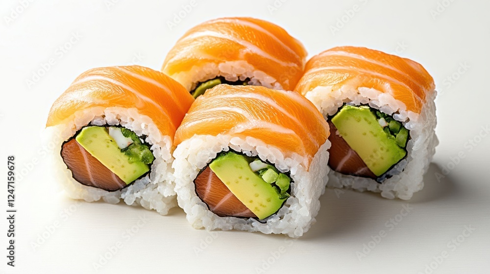Fresh Salmon Sushi Roll with Avocado Delight Fresh Salmon Sushi Roll with Avocado Delight