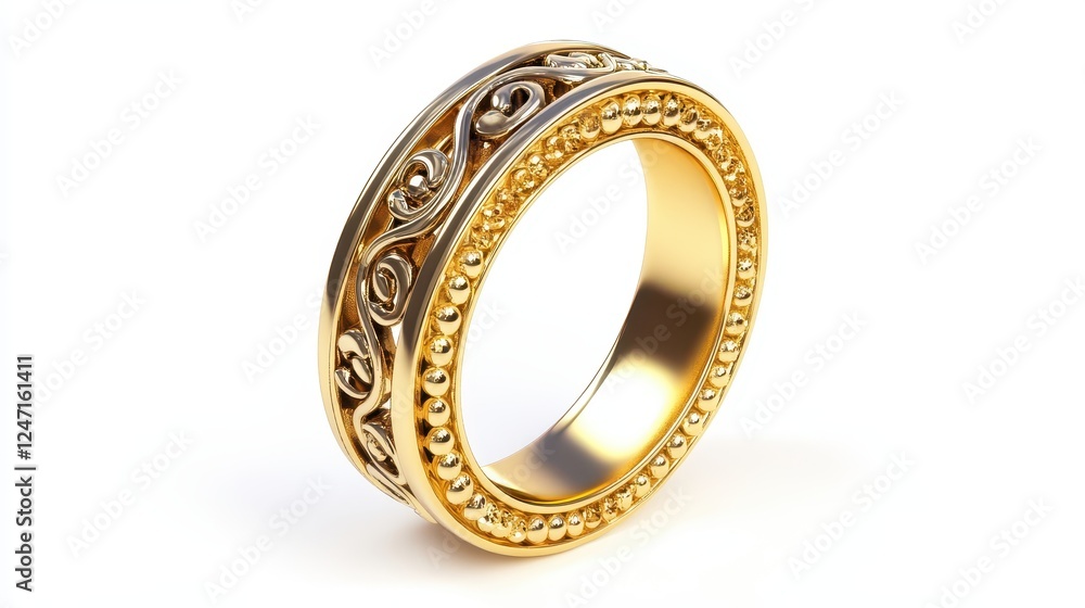 A single designer ring isolated on a white background, great for jewelry marketing. A single designer ring isolated on a white background, great for jewelry marketing.