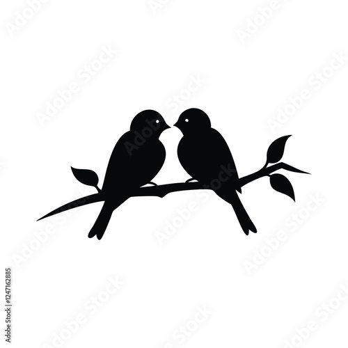 two birds on a branch Love Bird Vector 