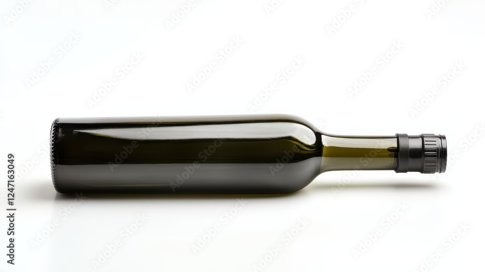 A single bottle of olive oil isolated on a white background, ideal for promoting culinary products. A single bottle of olive oil isolated on a white background, ideal for promoting culinary products.