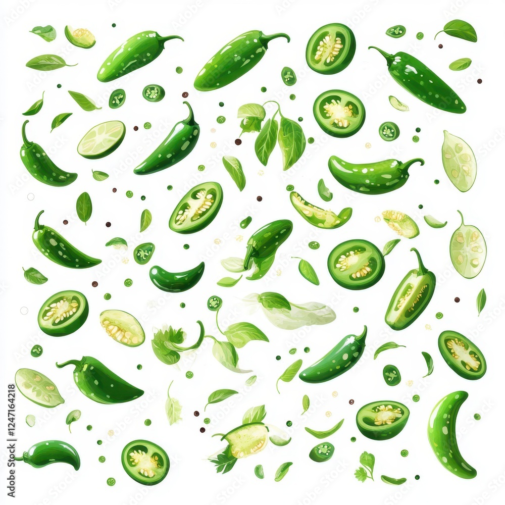 Sliced Jalapeno Peppers Vector Illustration Sliced Jalapeno Peppers Vector Illustration