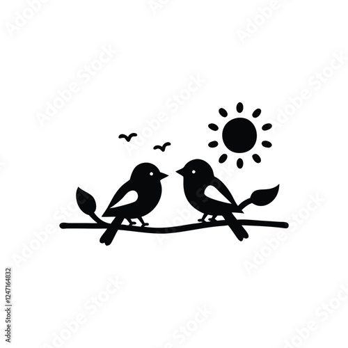 two birds on a branch Love Bird Vector 