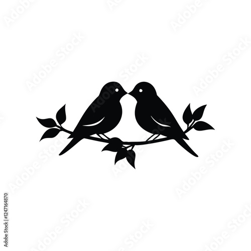 two birds on a branch Love Bird Vector 