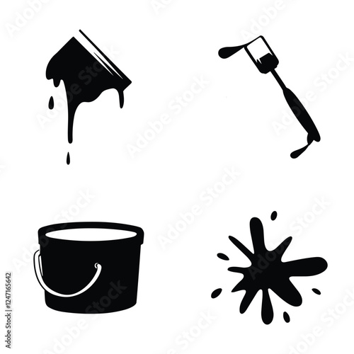 Messy Paint Spillage and Tools Illustration