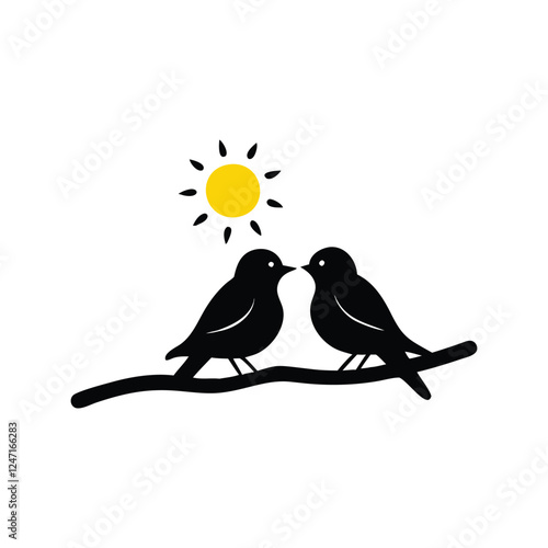 two birds on a branch Love Bird Vector 