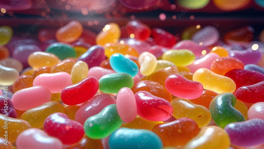 Pile of Colorful Jelly Bean Candy Close Up Sparkling Lights Sweet Treat Fun Pile of Colorful Jelly Bean Candy Close Up Sparkling Lights Sweet Treat Fun