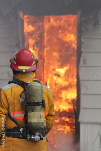 Volunteer Firefighters Training On Live Structure Fire in Saskatchewan