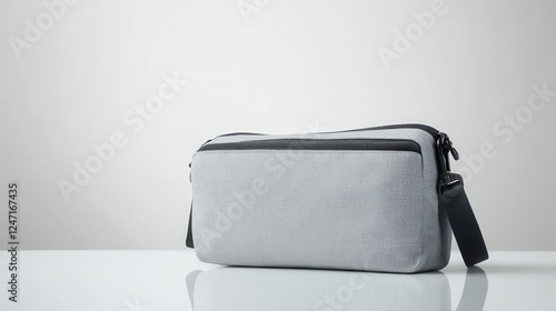 A single travel toiletry bag isolated on a clean white surface, perfect for travel accessories marketing.