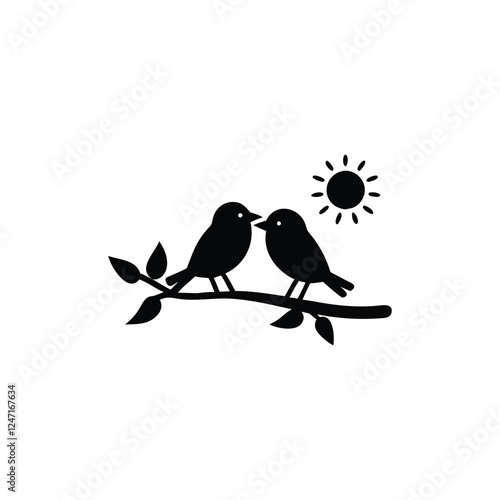 two birds on a branch Love Bird Vector 