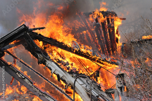 Volunteer Firefighters Training On Live Structure Fire in Saskatchewan