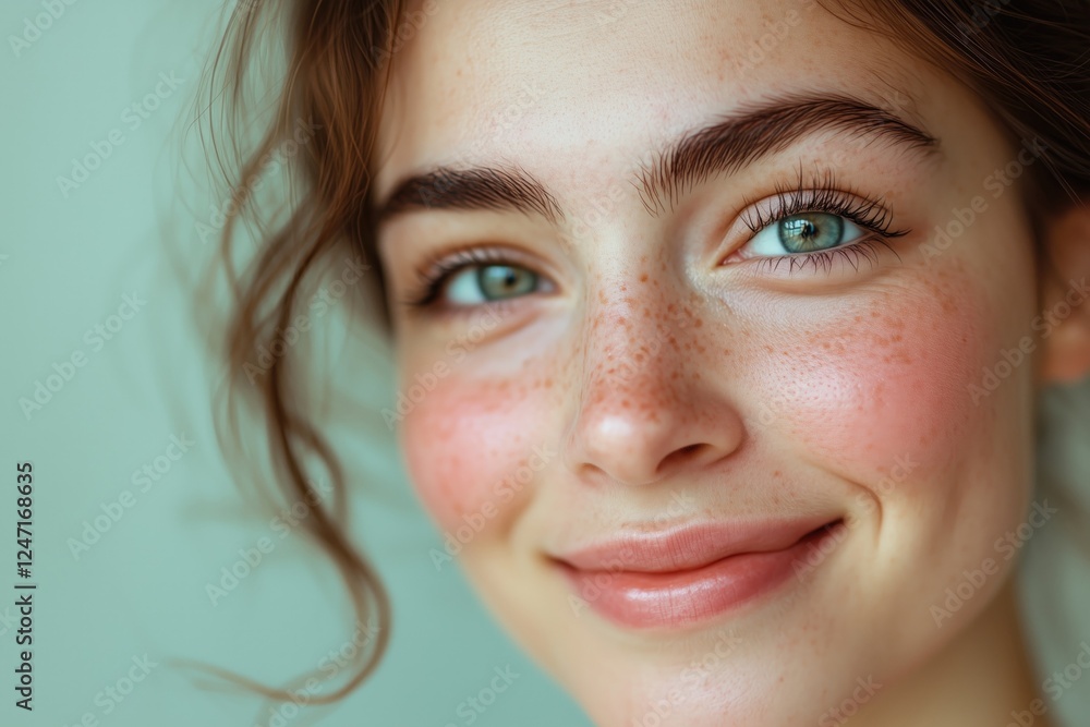 A close-up of a young woman with freckles and bright eyes, radiating happiness and warmth, perfect for themes of positivity and self-love. A close-up of a young woman with freckles and bright eyes, radiating happiness and warmth, perfect for themes of positivity and self-love.