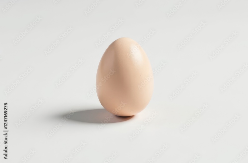 Brown egg on a white background, minimalistic Easter still life composition Brown egg on a white background, minimalistic Easter still life composition