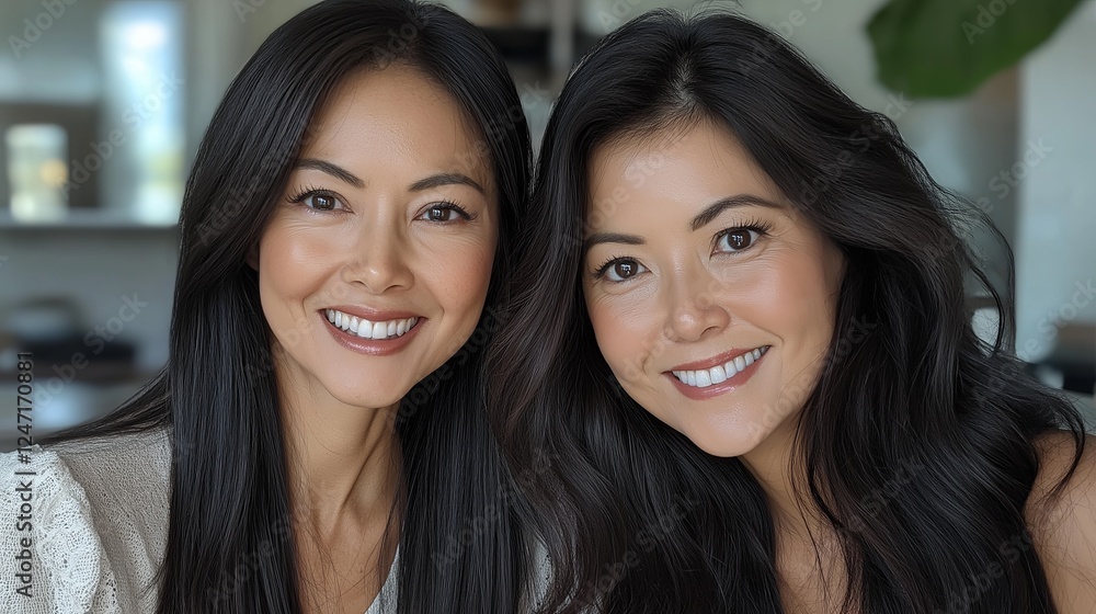 Two Happy Women Smiling and Posing Together