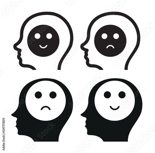 holding head with sad and happy face,mental health concept vector