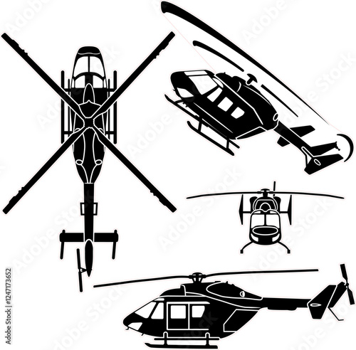 Medium size helicopter vector set