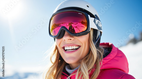 Wallpaper Mural Smiling skier enjoys a sunny day on the snowy slopes with vibrant goggles and a stylish jacket in a winter wonderland Torontodigital.ca