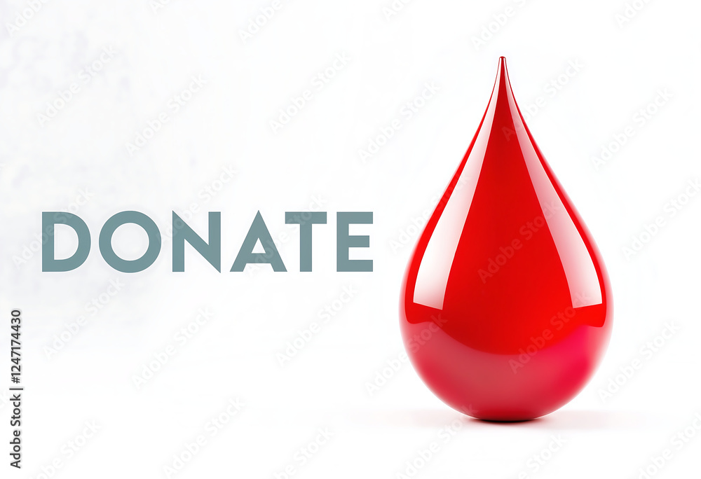 A vibrant red blood drop with the word 'DONATE' on a white background, symbolizing the importance of blood donation. A vibrant red blood drop with the word 'DONATE' on a white background, symbolizing the importance of blood donation.