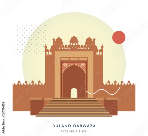 Holy Tomb of Hazrat Salim Chishti - Fatehpur Sikri, Uttar Pradesh - Stock Illustration