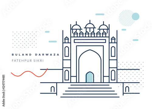 Buland Dawaza - Fatehpur Sikri, Uttar Pradesh - Stock Illustration