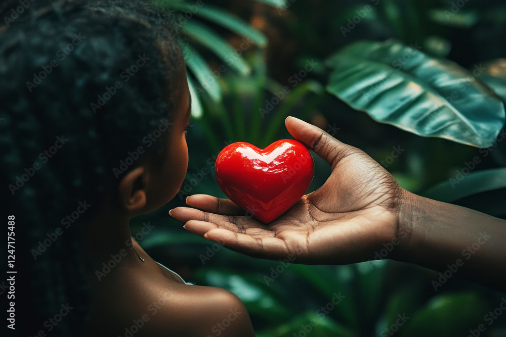 The open palm holds the heart with tenderness, symbolizing compassion and emotional connection The open palm holds the heart with tenderness, symbolizing compassion and emotional connection