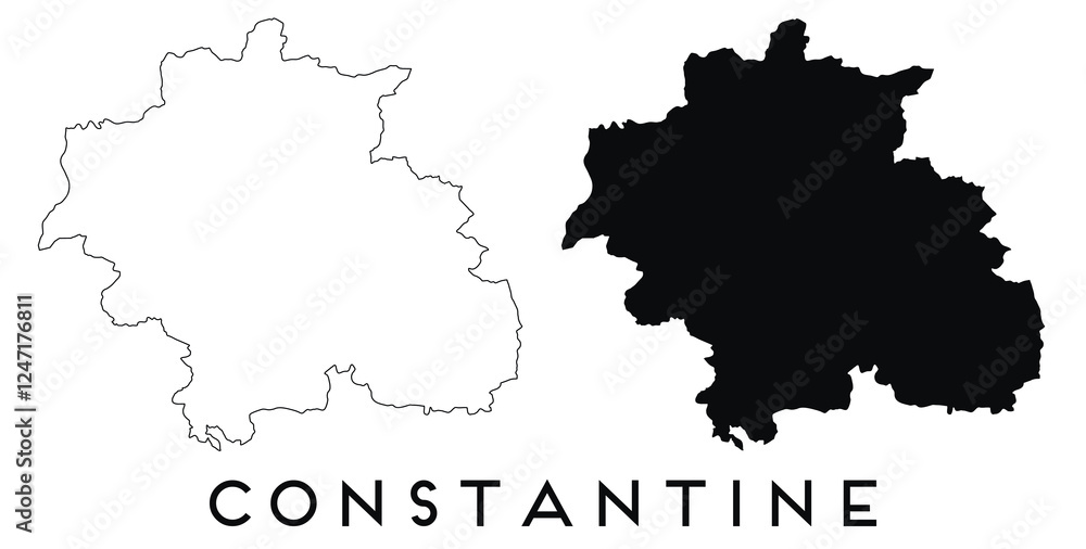 Obraz premium Constantine map outline and black silhouette vector