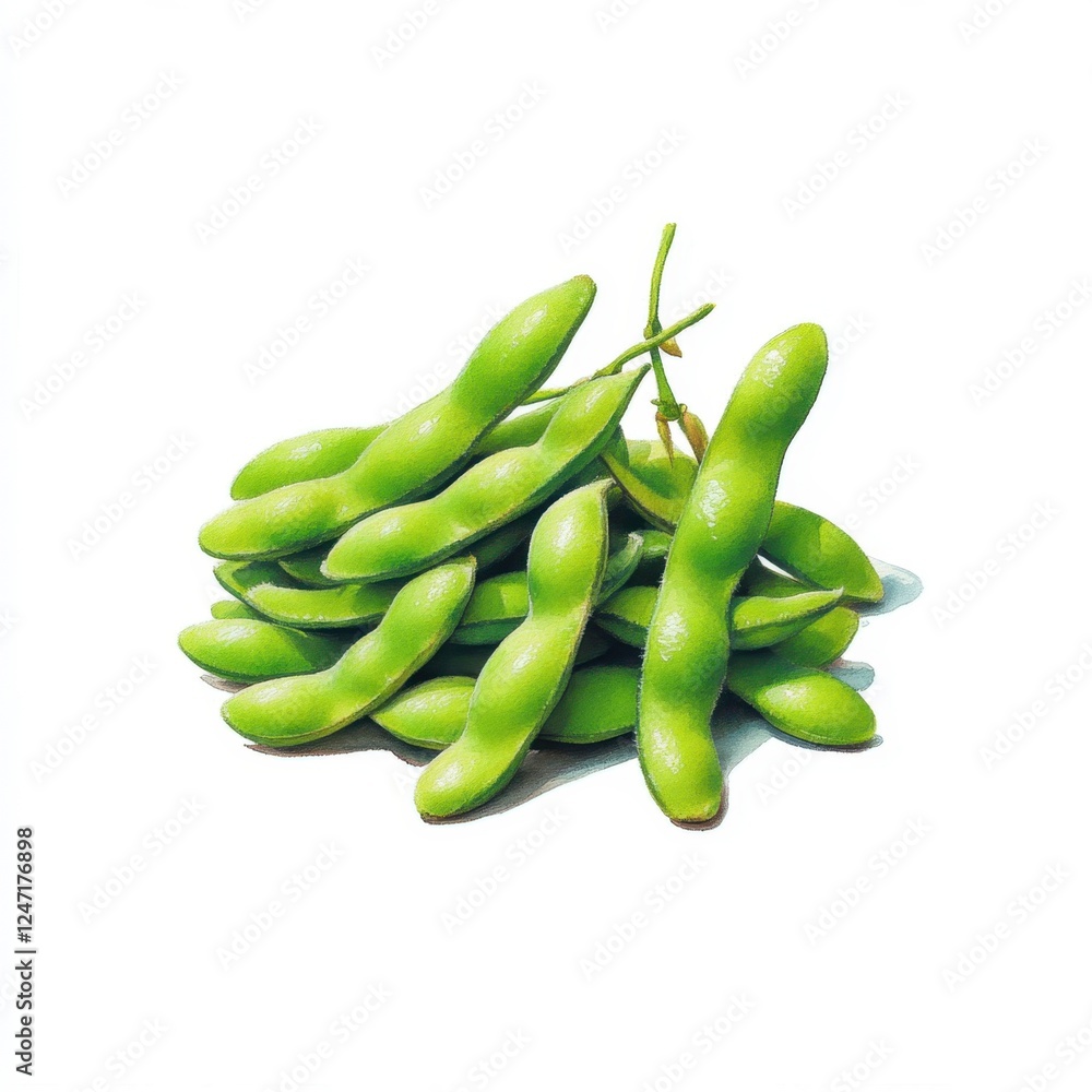 Fresh Green Edamame in a Bowl Illustration Fresh Green Edamame in a Bowl Illustration