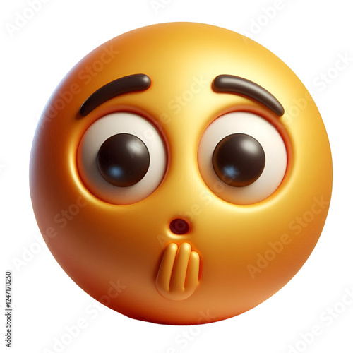 surprised face three-dimensional emoji isolated on white background