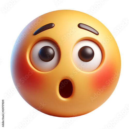 surprised face three-dimensional emoji isolated on white background