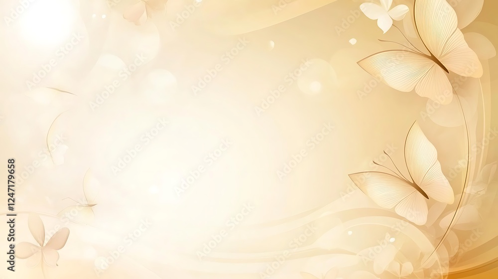 Golden butterflies, floral swirls, light bokeh Golden butterflies, floral swirls, light bokeh